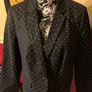 Liz Claiborne black w/white polka dots blazer-LG